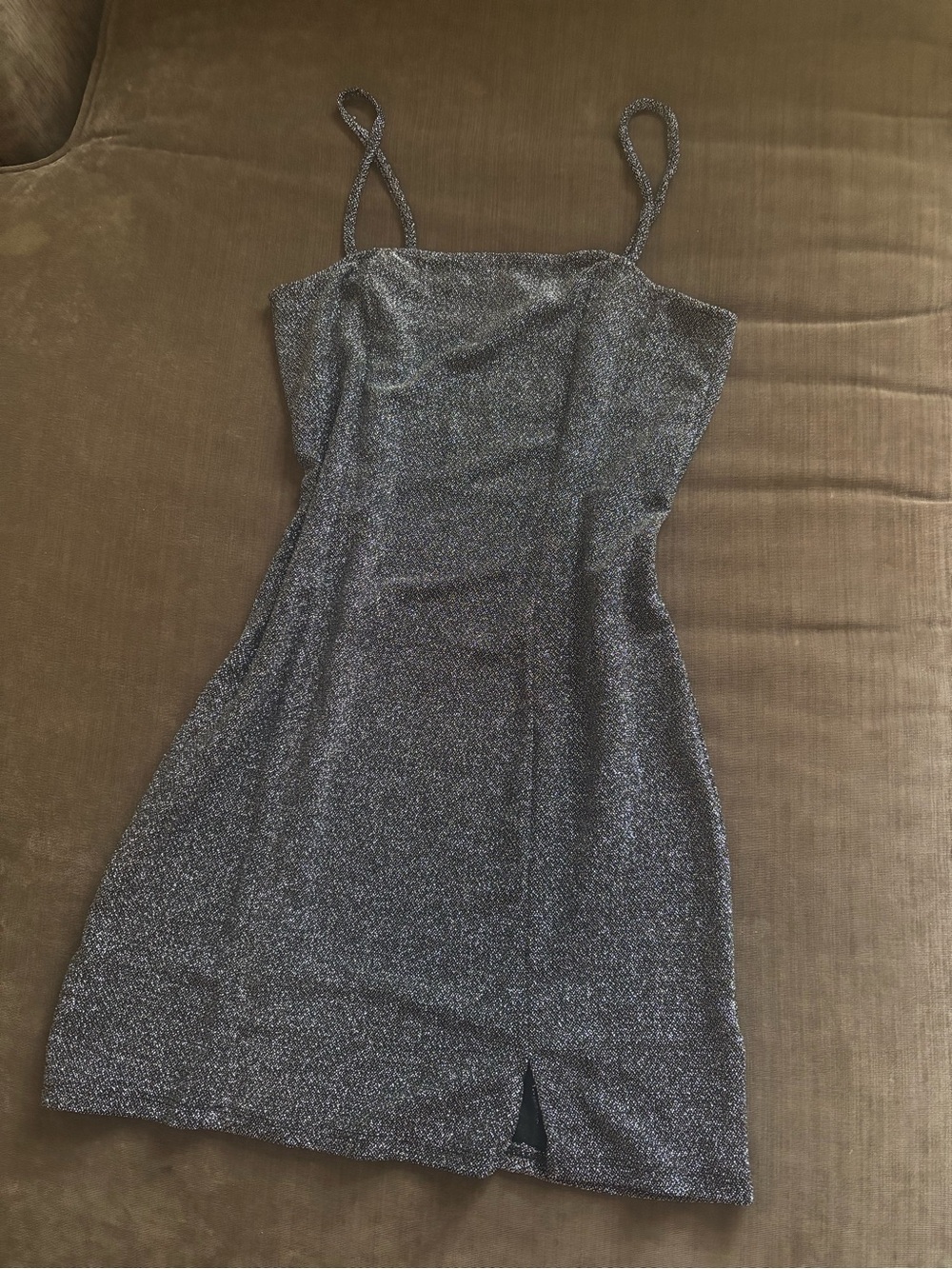 H&M Sparkle Metallic Spaghetti-Strap Mini Dress - Silver